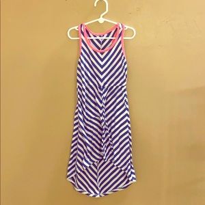 Blue and white striped sundress